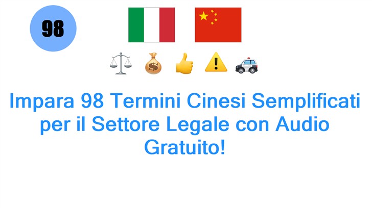 Impara 98 Termini Cinesi Semplificati per il Settore Legale con Audio Gratuito!